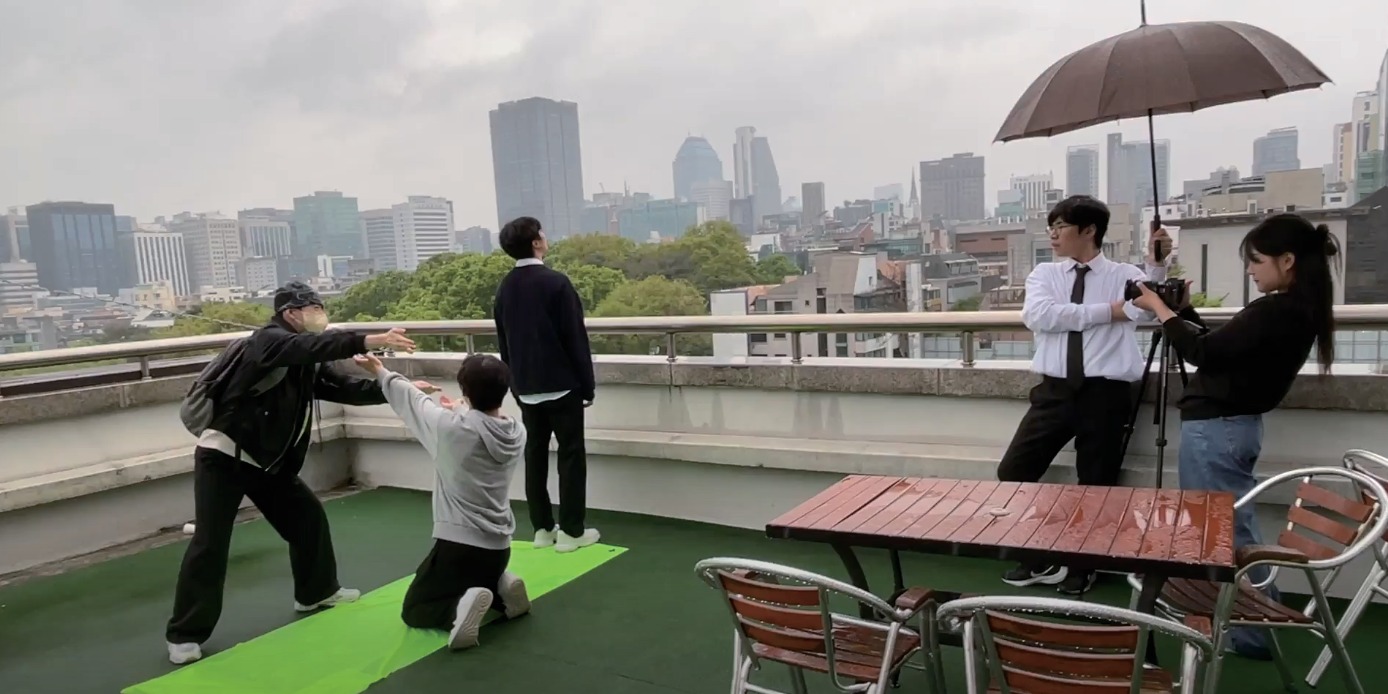 옥상 촬영 현장